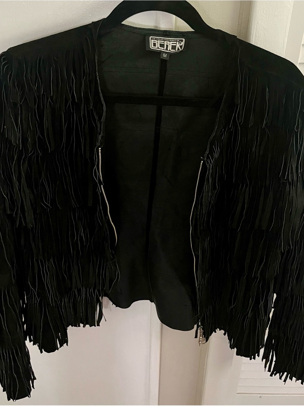 Berek Black Fringe Suede Jacket with Zip Front
